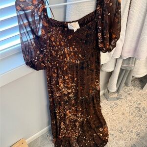 Audrey Brown Floral Maxi Dress